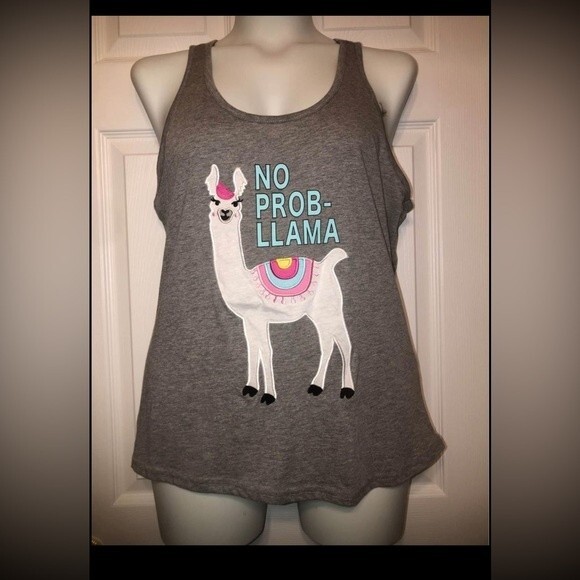Bobbie Brooks Sz L No PROB-LLAMA Sleep Tank NEW NWT - Picture 2 of 2